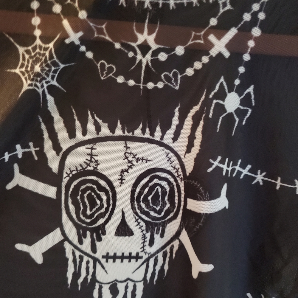 Dolls Kill x Broken Brainz Broken Bonez Mesh Top NEW